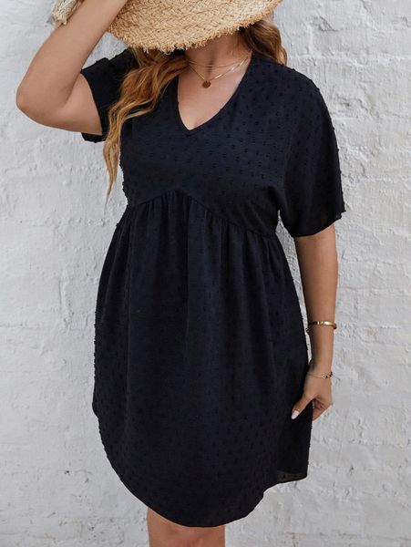 

plus swiss dot dress q9ux#, Black