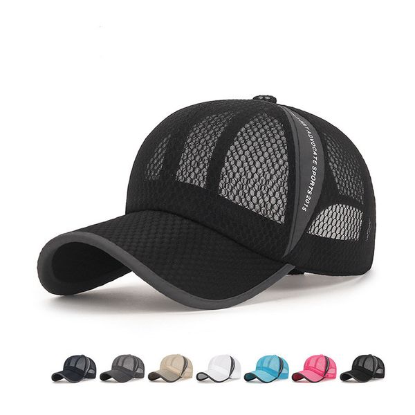 

women men summer baseball caps female male breathable mesh snapback hats solid casual sport fishing hats cap, Blue;gray