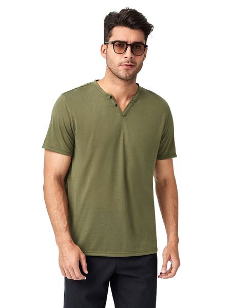 

men button detail notched neck tee d3qa#, White;black