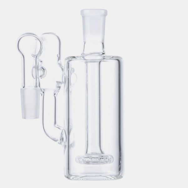 Atacado Acessórios para fumar Acessórios de vidro Catcher tigelas de 90 graus 14mm articulação masculina estilo claro para Óleo Dab Rigs Tubos de água Ash-P1002