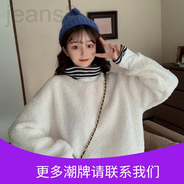 

women's hoodies & sweatshirts designer striped high collar fake two piece cashmere sweater for women in autumn and winter loose ins laz, Black