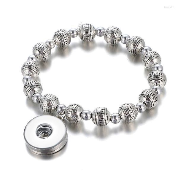 

charm bracelets ab0057 elegant silver plated pattern beads simple snap bangle fit 18mm buttons jewelry wholesale fawn22, Golden;silver