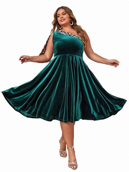 

x retro peaches plus leopard print one shoulder velvet dress y4zr#, Black