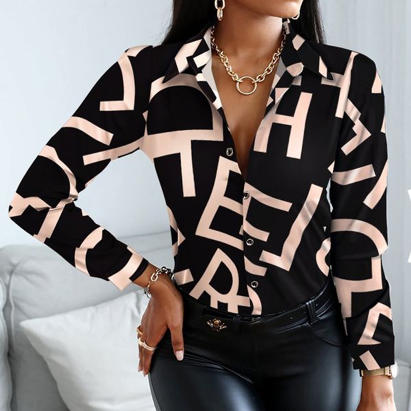 

vintage women turn down collar print blouse casual female long sleeve slim shirts autumn pullover office lady blusa 220810, White