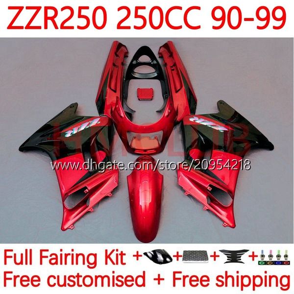 Kit Body for Kawasaki Ninja Zzr250 ZZR-250 90 91 92 93 94 95 96 97 98 99 Bodywork 16no.33 ZZR 250 CC 1990 1991 1992 1993 1994 1996 1997 1998 1999 OEM Fairing Light Red