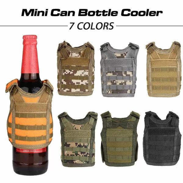 UPS Tactical Beer Bottle Beer Corret Capact Mini Miniature Molle Vest Drink Personal Drink Conjunto de ombro ajustável