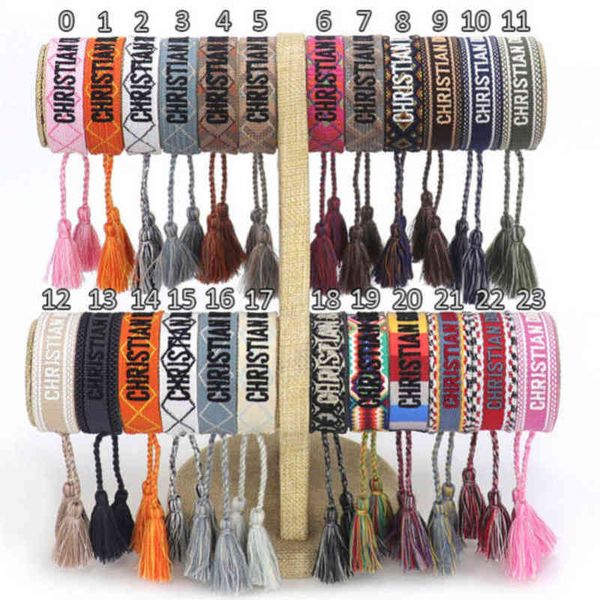 

brand luxury braided bracelet adjustable woven friendship bangle for womens mens designer letter embroidery rope bracelets jewelry gift code, Golden;silver