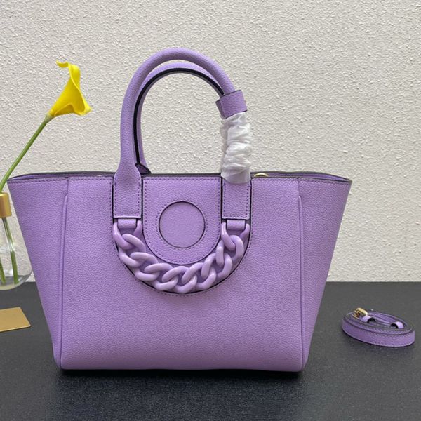 

handbags purse tote bag genuine leather chain decoration removable strap inside fashion letters plain crossbody bags large capacity pocket 3