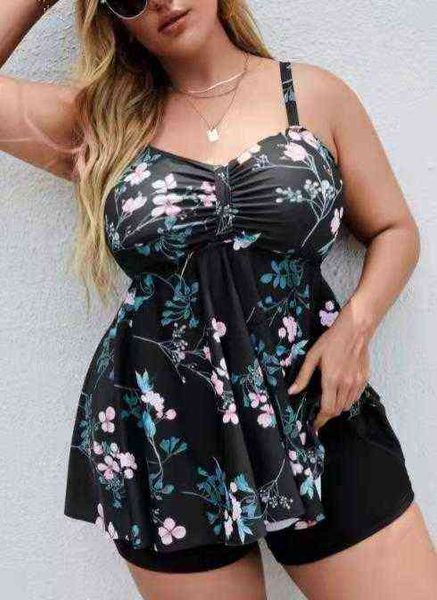 

woman 2022 fat split printed flat skirt bikini swimsuit, White;black