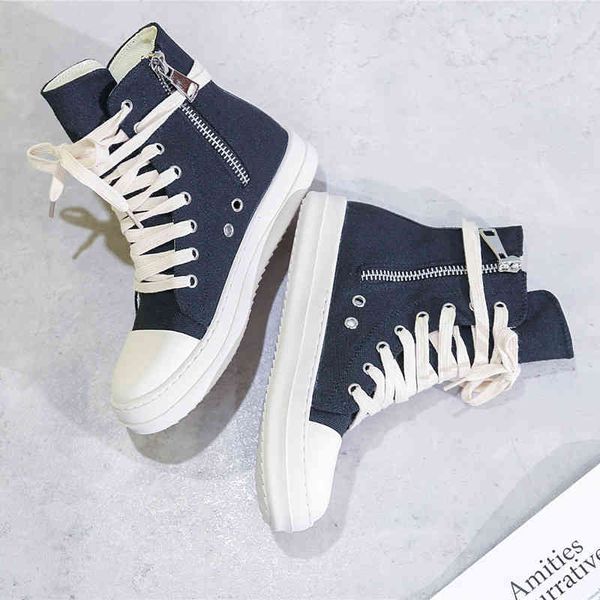 

dress shoes high shoes men's ro autumn thick bottom black canvas breathable and versatile board women's casual couple small white