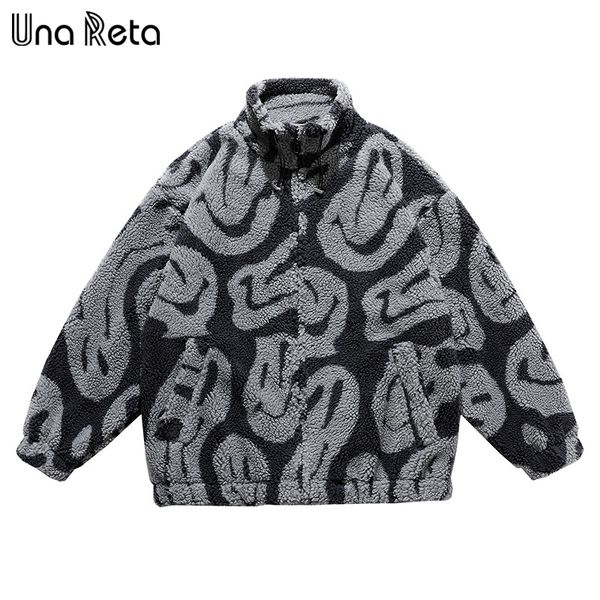 

una reta mxxl winter men coat casual lamb wool parka streetwear loose clothing grain fleece s jacket 220815, Black;brown