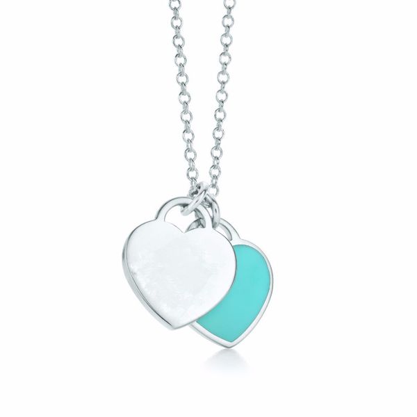 

original gift box 925 silver love heart pendants jewelry diamond necklaces women statement necklace woman fashion clavicle chain double tags