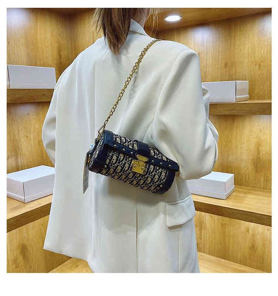 

2022 new designer handbags letter embroidery net red chain single trend wide belt messenger