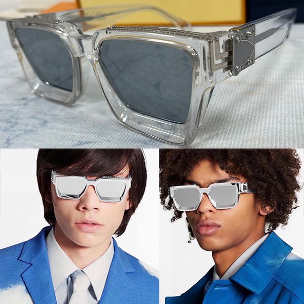 

millionaires sunglasses z1165 made of clear frame with square and deep bevel on the front design details including two engraved lines with o, White;black