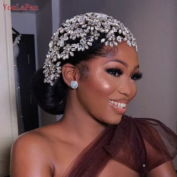 

youlapan hp430 silver bridal headband rhinestone tiara and crown for wedding bride hair accesories alloy flower women headwear
