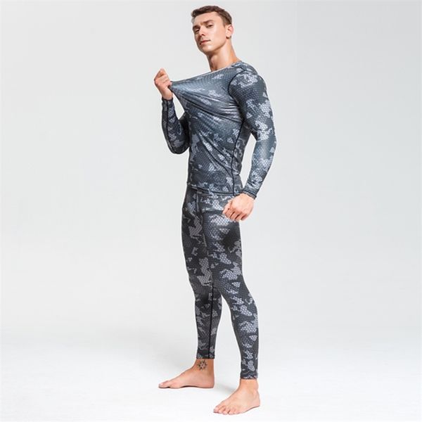 

new sports compression underwear running clothing men tracksuit men fitness quick-drying tights rash guard men sportsman wear lj201117, Gray