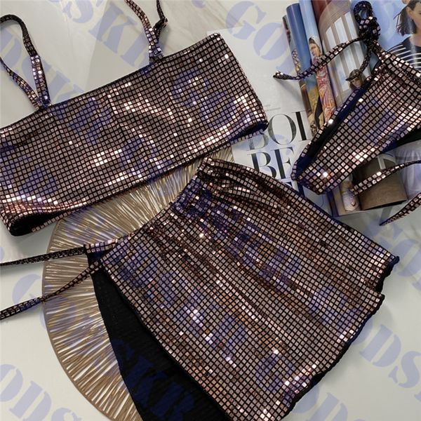 

shiny womens swimwear three piece party style women swim dress textile holiday travel ladies swimsuit bikini