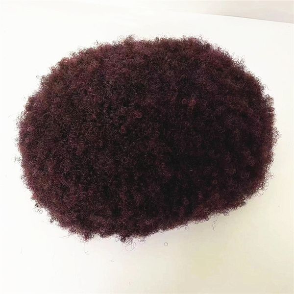 #99J Mão amarrada de renda cheia INDAIN Human Virgin Hair 4mm Afro Afro Curl Toupe Male para homens negros na América Fast Express Delivery