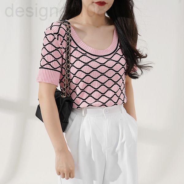 

women's knits & tees designer []new summer french short sleeved knitwear celebrities slim temperament net red blouse women 3c3n, White