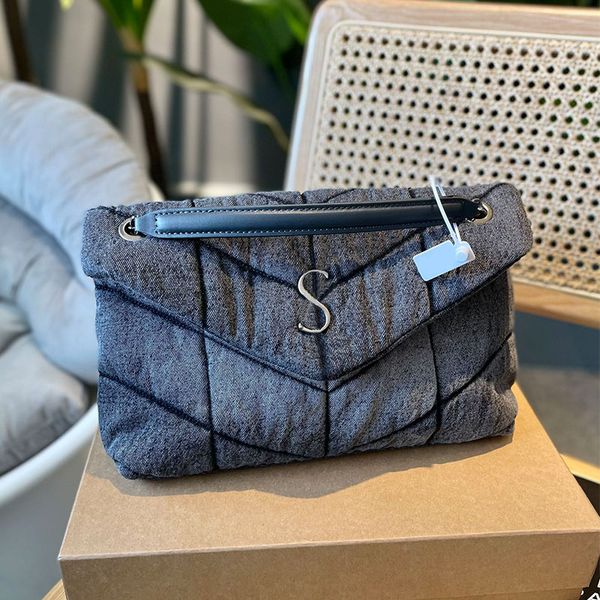 

vintage denim flap bags crossbody shoulder bag postman bag soft cloud pocket purse handbag metal chain hardware letters hasp wallet