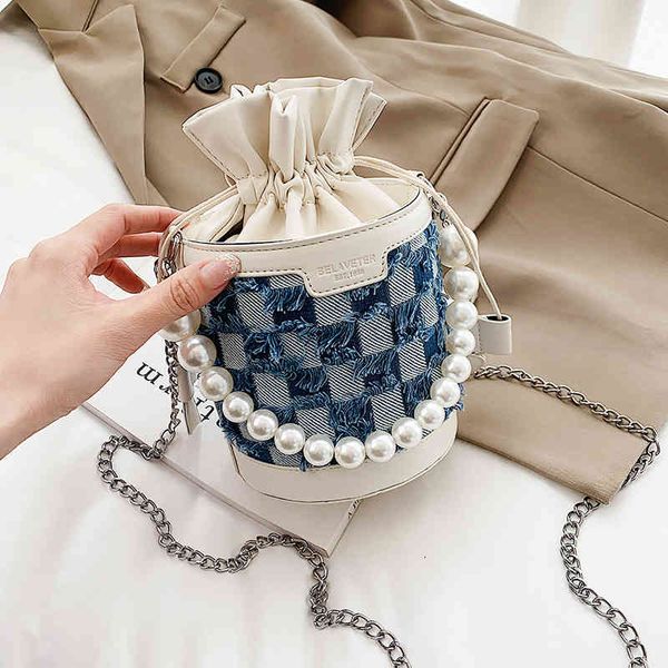 

personalized bucket bag 2022 new women's handbag trend single shoulder cross niche design casual fashion denim small