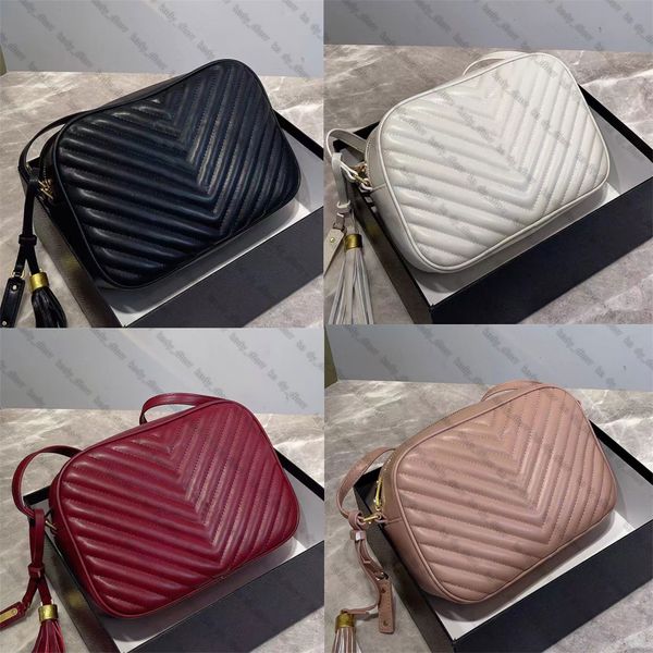 Bolsa para câmera Lou em couro acolchoado camurça lisa borla removível designer genuíno bolsa de mão de luxo bolsas tiracolo bolsa de ombro de luxo Sacoche bolsa mensageiro carteira