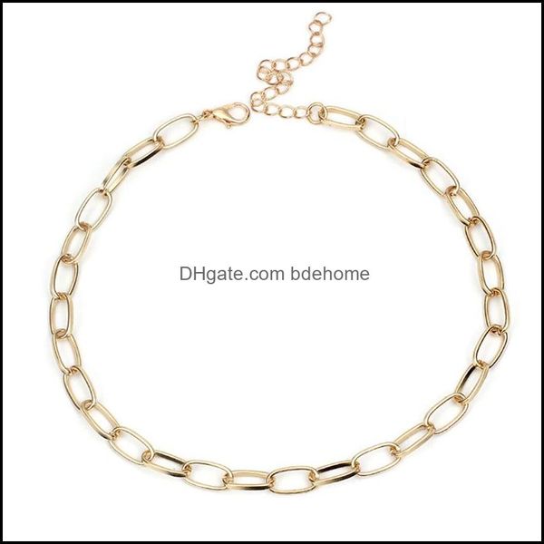 

chokers necklaces pendants jewelry selling punk style link chain necklace gold plated simple short circle collar choker for women drop del, Golden;silver