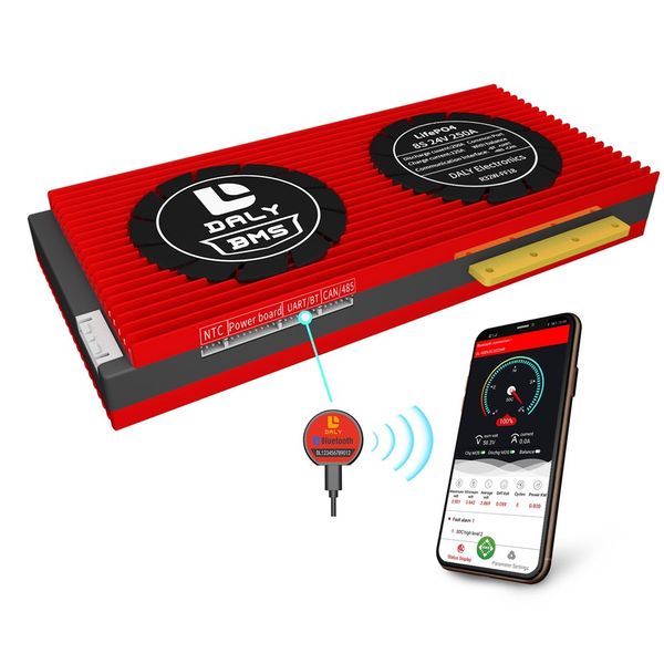 Protetores BMS inteligentes atuais de alta proteção Lifepo4 8S 24V com sistema de gerenciamento de bateria lifepo4 Bluetooth 30A ~ 500A