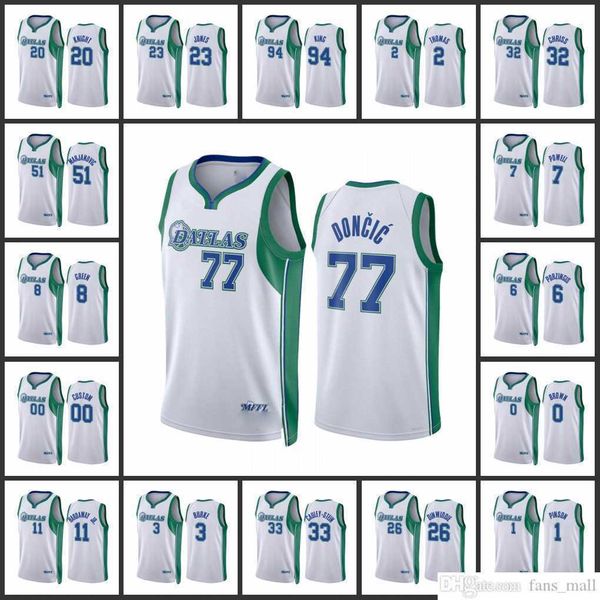 

screen print 75th dallas''mavericks basketball luka jerseys doncic brandon knight marquese chriss custom city white edition 2022 d, Black