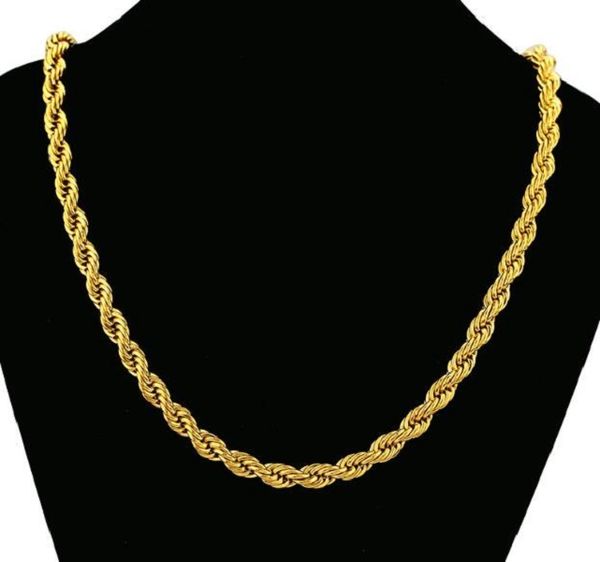 

18k fried dough twist 7mm chain men's gold-plated twinkle necklace 60cm, Silver