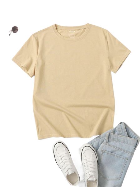 

solid round neck tee f3lr#, White