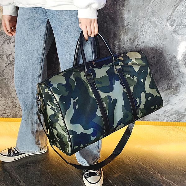 

Wholesale leather shoulder bags simple Oxford outdoor sports fitness backpack street trend camouflage travel bag waterproof wear-resistant fashion handbag, Green-91209