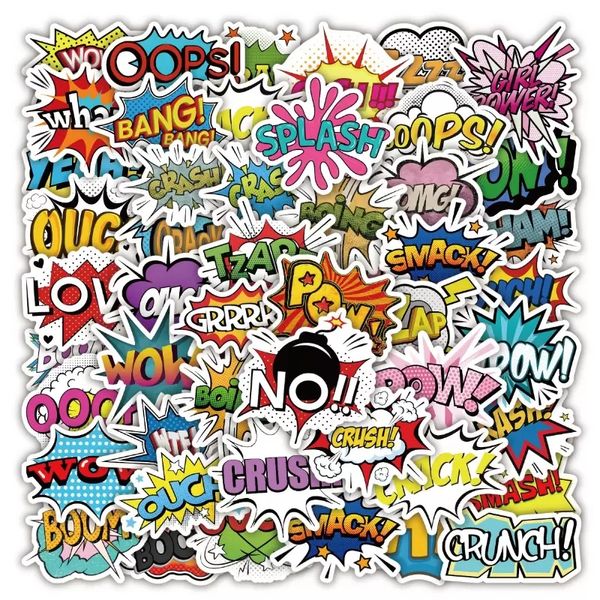 50 Adet Cool Wow BOOM BANG OMG OOP Tarzı çıkartmalar boom Graffiti Patlayabilir Çocuk Oyuncak Kaykay araba Motosiklet Bisiklet Sticker Çıkartmaları