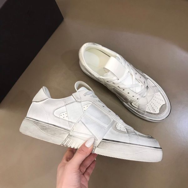 

men's shoes luxury designer brand calfskin sneakers with straps design fashion atmosphere with box dust bag, Black