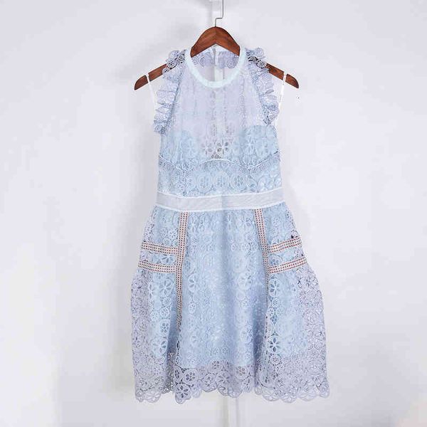 

casual dresses autumn and winter lace embroidered sleeveless backless hanging neck slim fitting fluffy dress, Black;gray