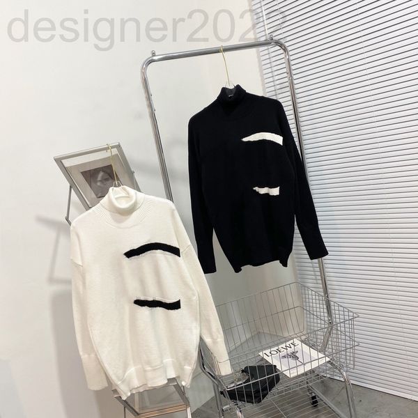 

women's sweaters designer 21 early autumn chest black and white lazy wind loose pullover high neck sweater contrast color 9h1u, White;black