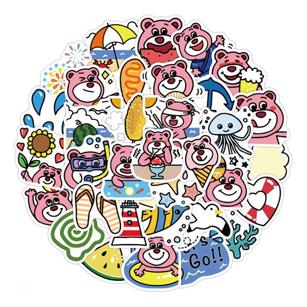 

40pcs beach bear lapstickers pack luggage guitar motorcycle phone skateboard kids sticker decals waterproof
