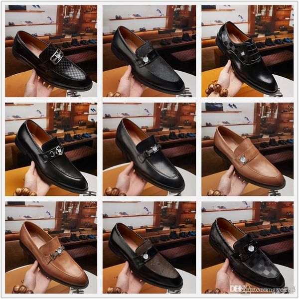 

mm vintage casuals men shoes leather formal designer luxury dress shoes loafers business wedding tassel brogue shoe casual flats 33, Black