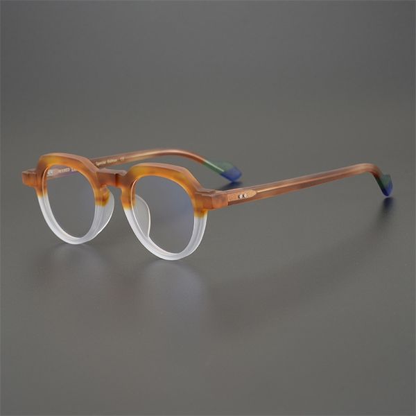 

shop eyeglasses onlines hand frosted amber green plate eyeglass frame hexagonal frame men and women personality avant-garde, White;black
