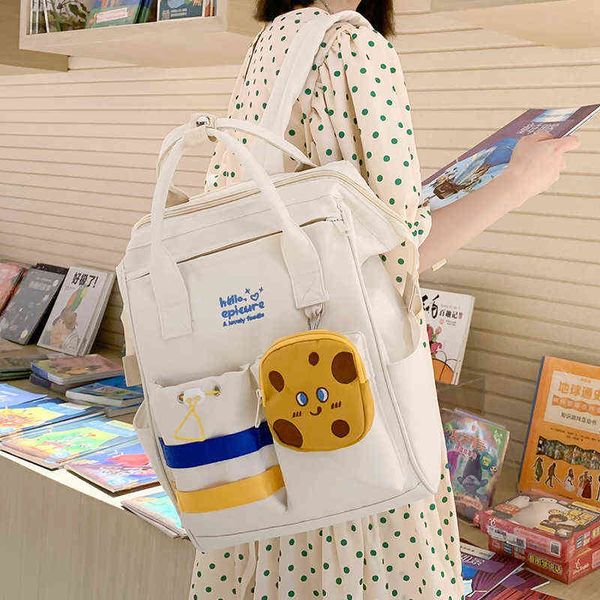 Borse da scuola Zaino multifunzionale in nylon da donna Borsa per laptop in stile coreano Mochila Feminina 220802