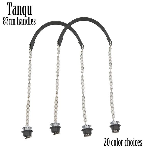 

tanqu 1 pair obag silver long single thick chain with metal plating screws for o bag accesorios handles women handbag 220607, Black