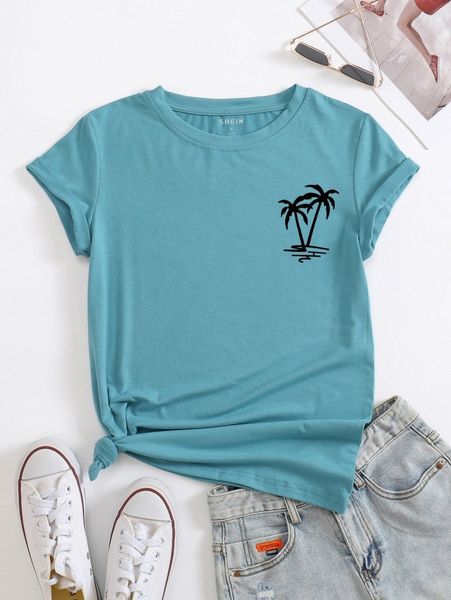 

palm tree print tee m4qn#, White