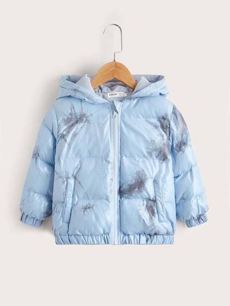 

toddler boys tie dye zip up hooded winter coat she01, Blue;gray