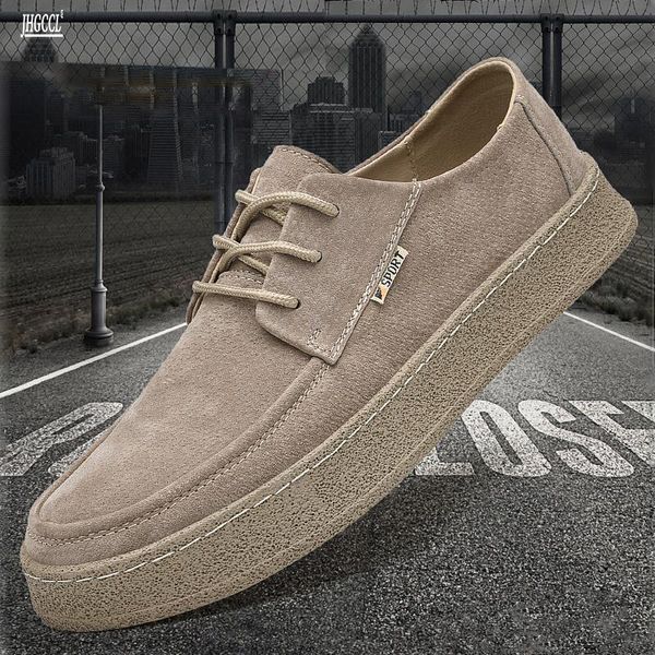 Scarpe eleganti in pelle da uomo scarpe piatte moda casual nuove pelli abrasive allacciatura scarpa delicata suola morbida Zapatillas Hombre A13