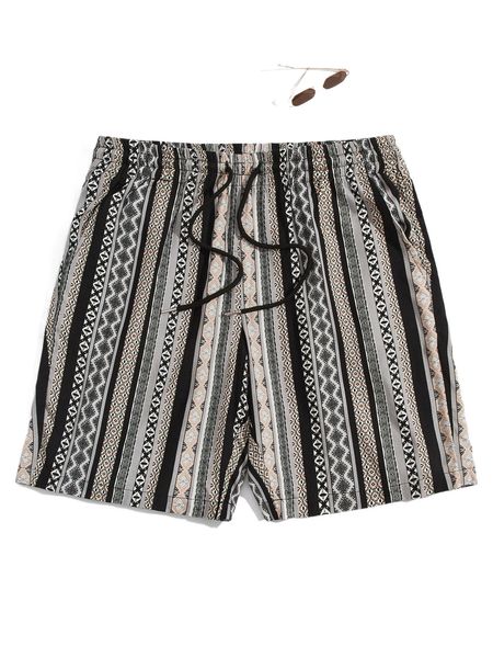 

men striped & geo print shorts 35fb#, White;black