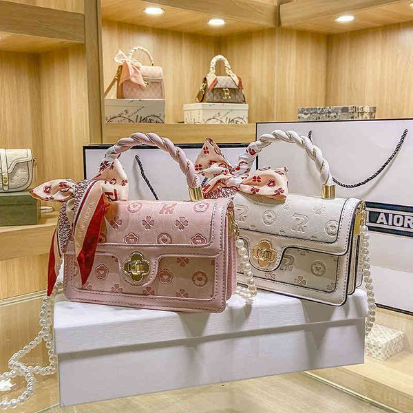 

55% off factory online clearance handbag soft leather bag summer red embossed pink small square portable silk scarf bags