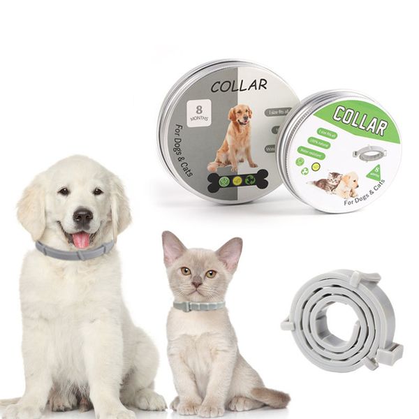 Collare repellente per animali domestici in silicone Anello repellente antipulci retrattile regolabile Collari per pidocchi per cani e gatti