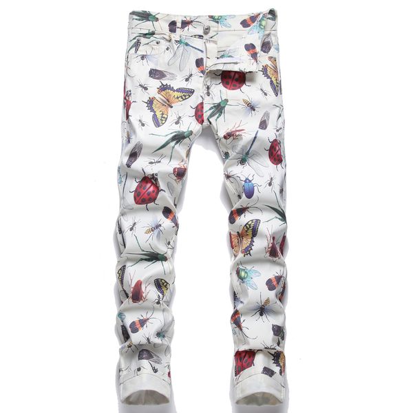 

slim fit pants jeans straight leg full printed men regular cotton jean pant hip hop casual big size trousers 5693, Blue