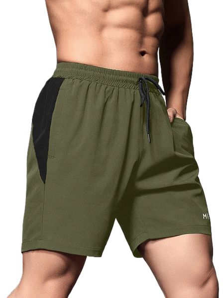 

men letter graphic contrast panel sports shorts d09s#, White;black