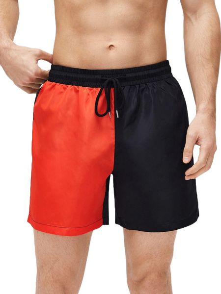 

men two tone letter graphic drawstring waist shorts 3520#, White;black